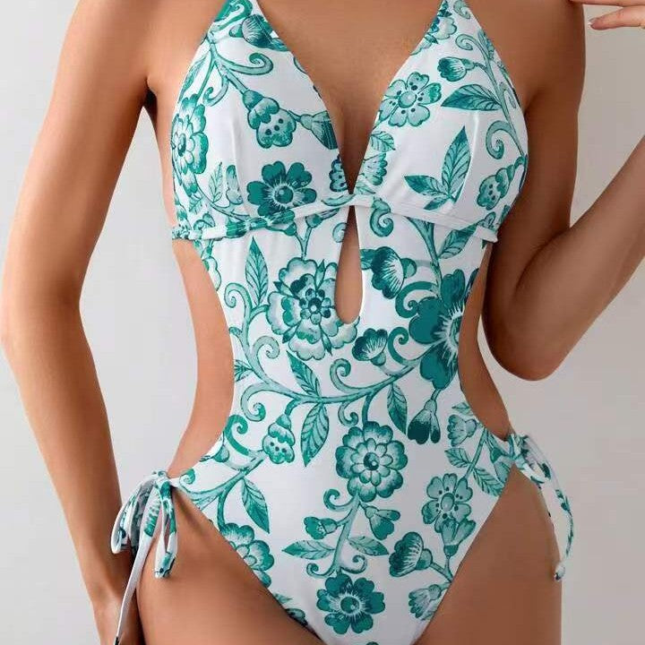 Damen ganzflächiger Bikini mit verspieltem floralen Design Echo Archiv