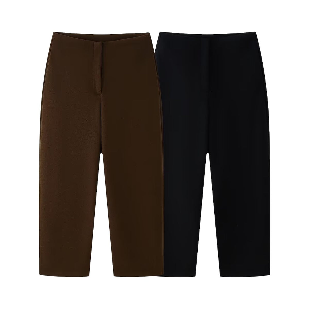 Damen Hochtaillierte Culotte-Hose mit geradem Bein und verdecktem Verschluss Echoarchiv