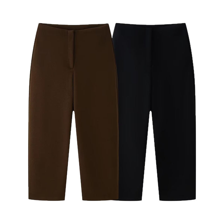 Damen Hochtaillierte Culotte-Hose mit geradem Bein und verdecktem Verschluss Echoarchiv