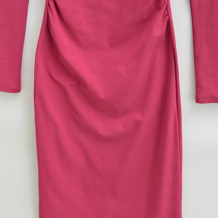 Damen Figurbetontes Midikleid mit Raffung und U-Boot-Ausschnitt Echoarchiv