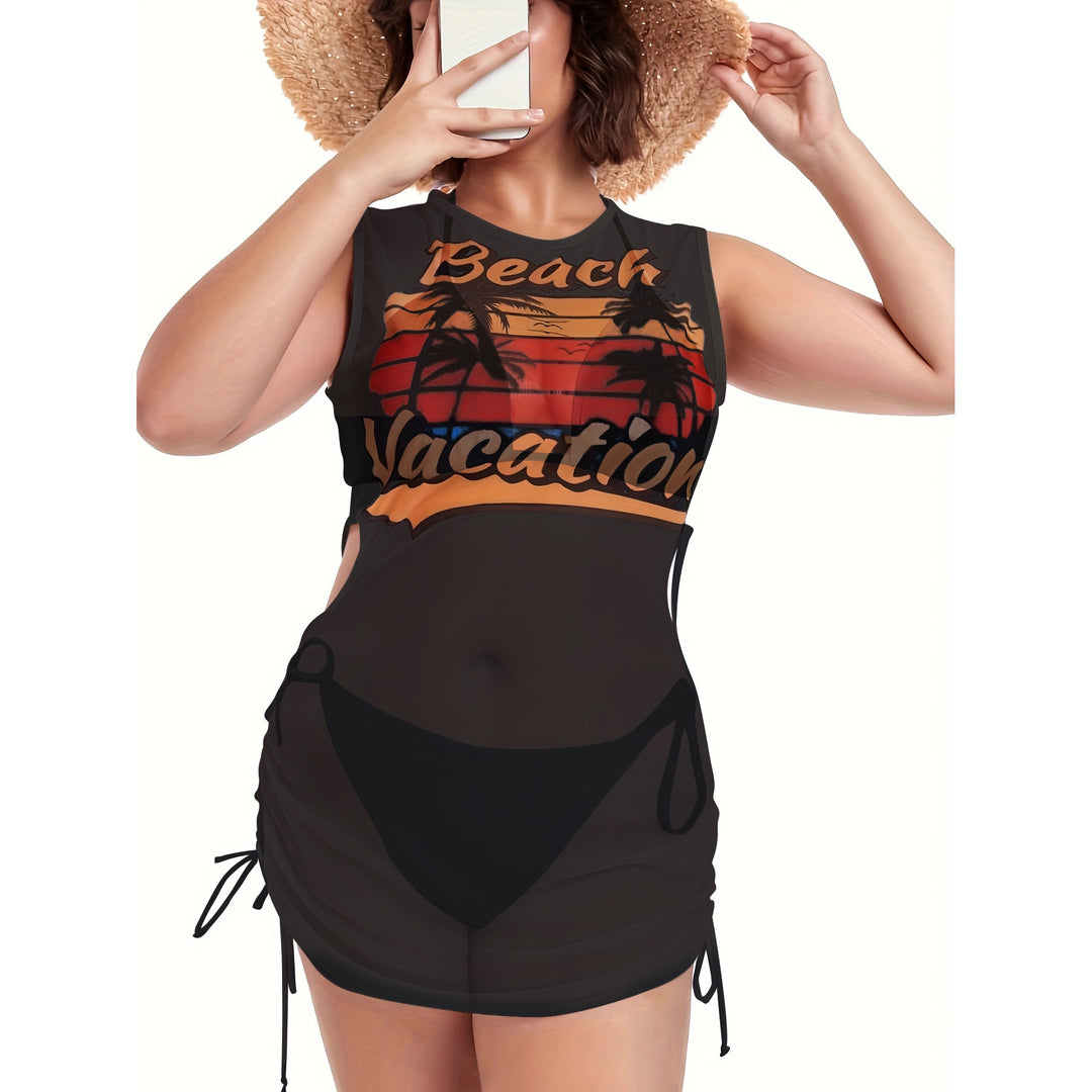 Damen Strandkleidung mit seitlichen Raffung und stylischem Print Echo Archiv