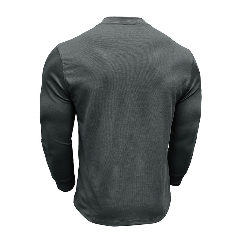 Herren Langarm Henley-Shirt mit modernen Knopfdetails Echoarchiv