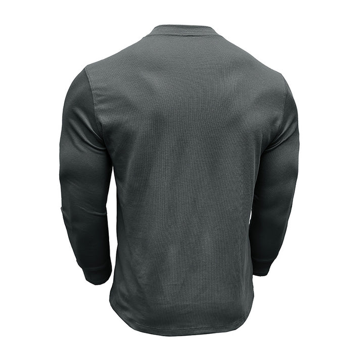 Herren Langarm Henley-Shirt mit modernen Knopfdetails Echoarchiv
