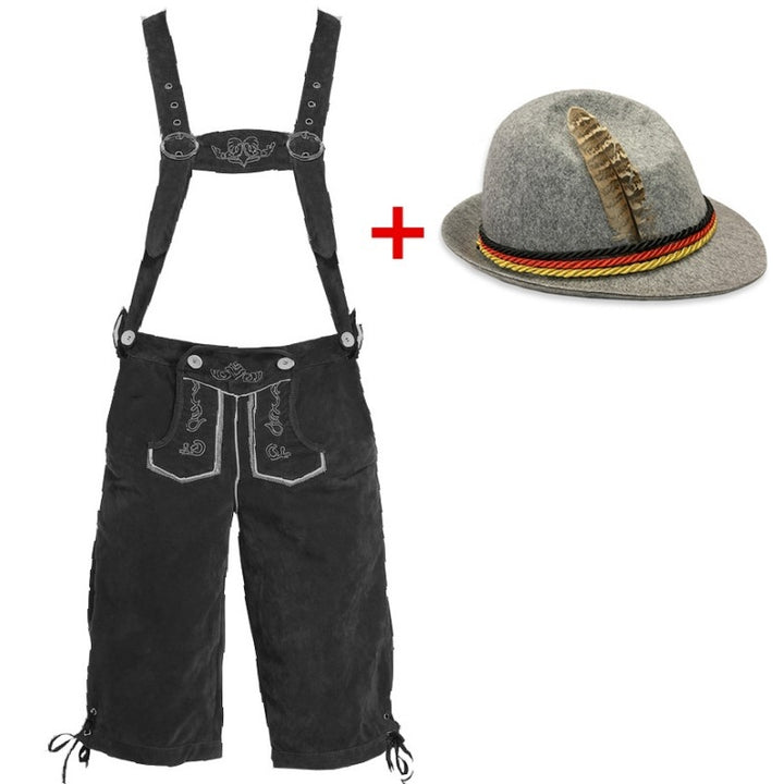 Herren nan kurze Trachtenlederhose mit verstellbaren Trägern und traditionellen Stickereien Echo Archiv