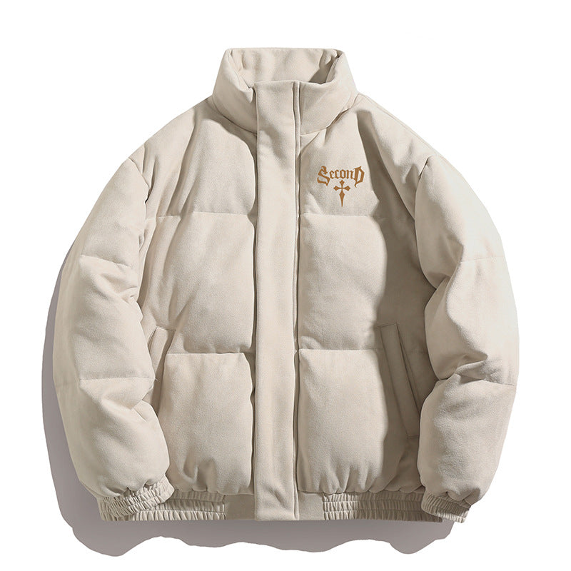 Unisex Wattierte Jacke mit Veloursoberfläche, hohem Stehkragen und verdecktem Reißverschluss Echo Archiv