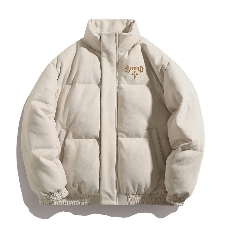 Unisex Wattierte Jacke mit Veloursoberfläche, hohem Stehkragen und verdecktem Reißverschluss Echo Archiv