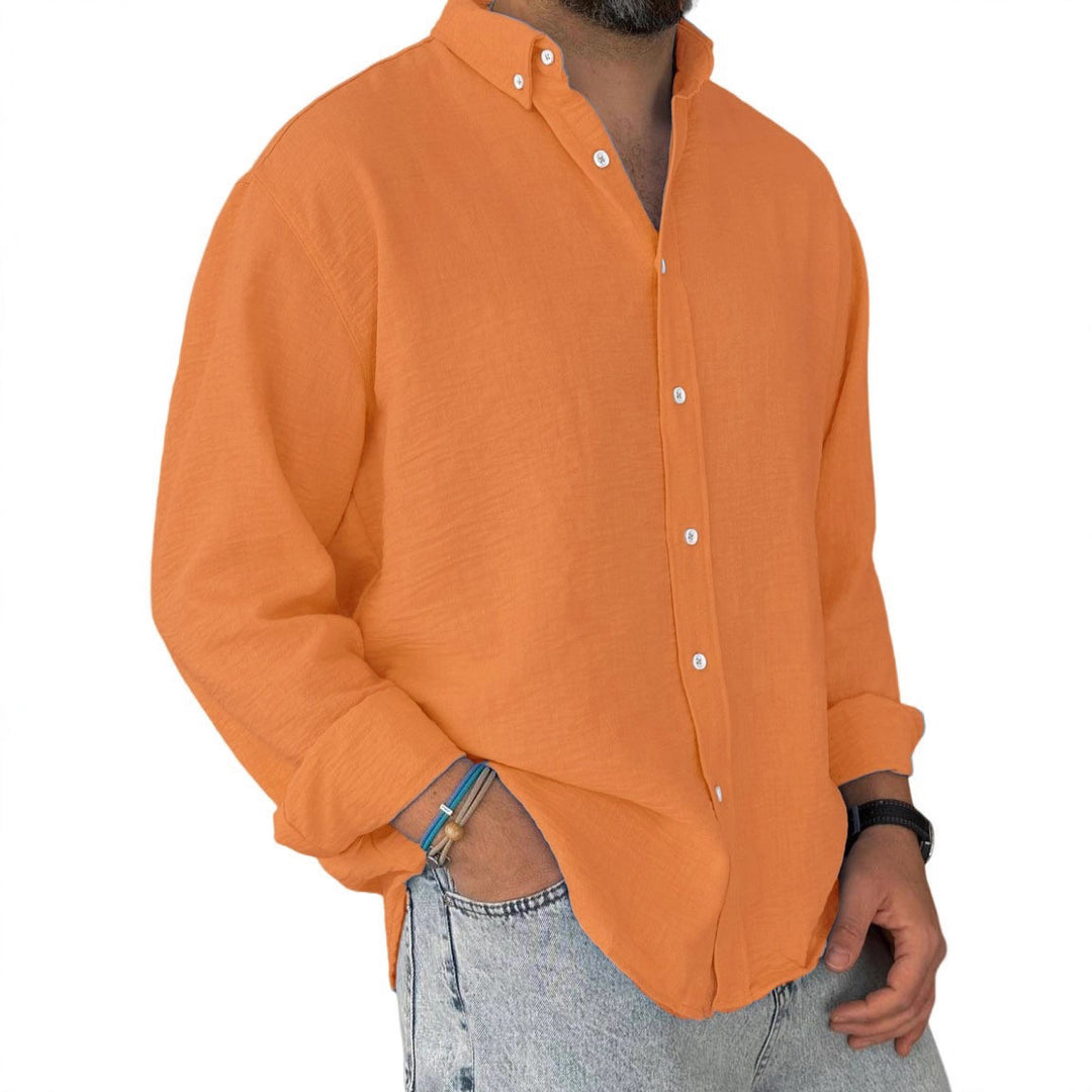 Herren nan leichtes Baumwoll-Leinen-Hemd mit Button-Down-Kragen und entspannter Relaxed-Fit Echo Archiv