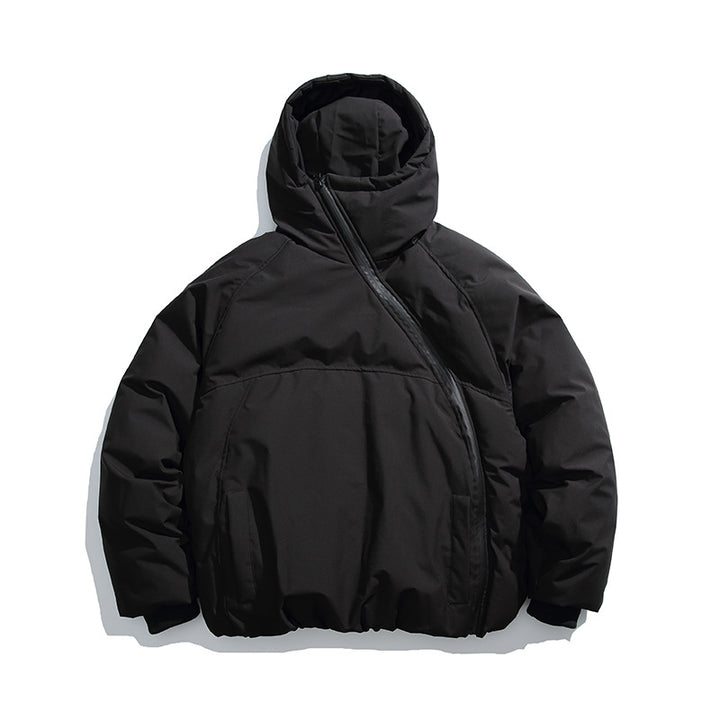 Unisex Wattierte Oversize Steppjacke mit asymmetrischem Reißverschluss Echo Archiv