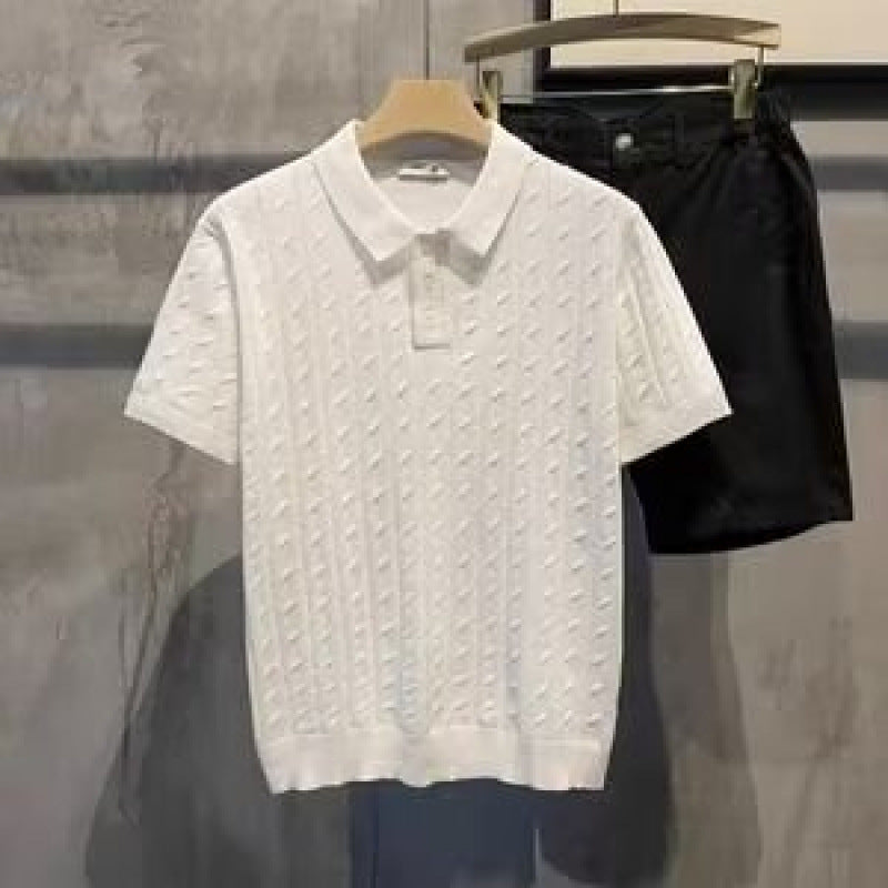 Herren Elegantes Kurzarm-Polohemd mit strukturiertem Design Echo Archiv