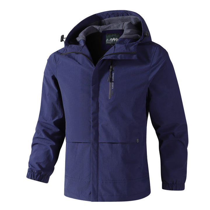 Herren Wasserdichte Softshell-Regenjacke mit Kapuze, Brust-Reißverschluss und Fleece-Innenkragen Echoarchiv