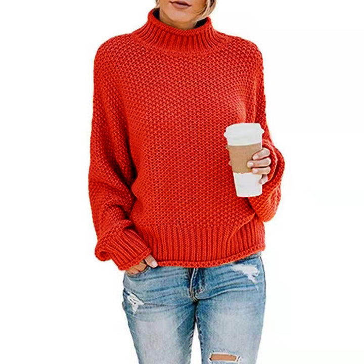 Damen Grobgestrickter Boxy-Rollkragenpullover mit strukturierter Waffeloptik und geripptem Saum Echo Archiv
