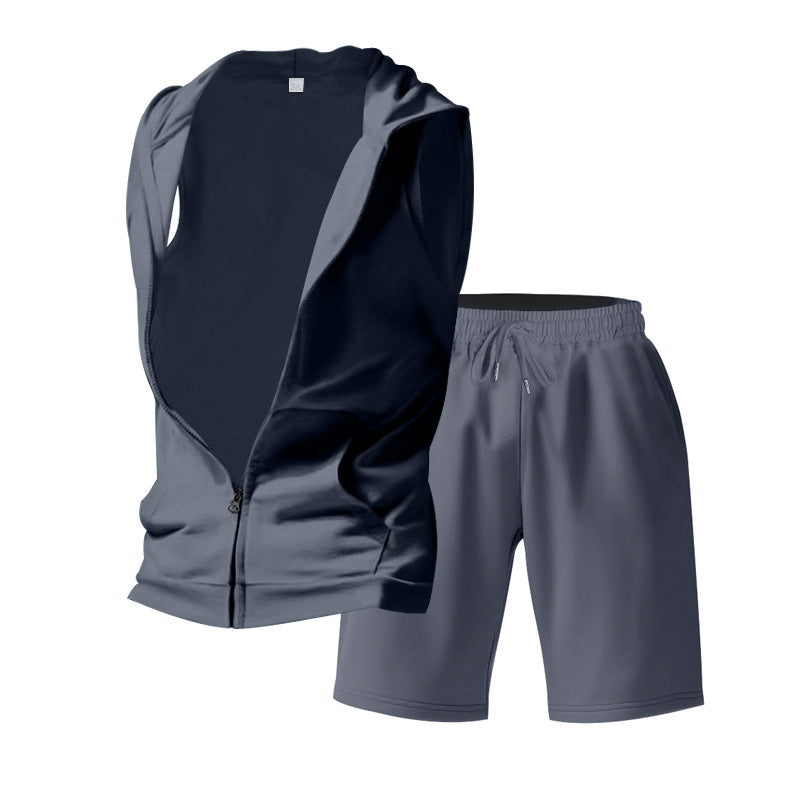 Herren Sportliches Training-Set mit Kapuze und atmungsaktiven Shorts Echoarchiv