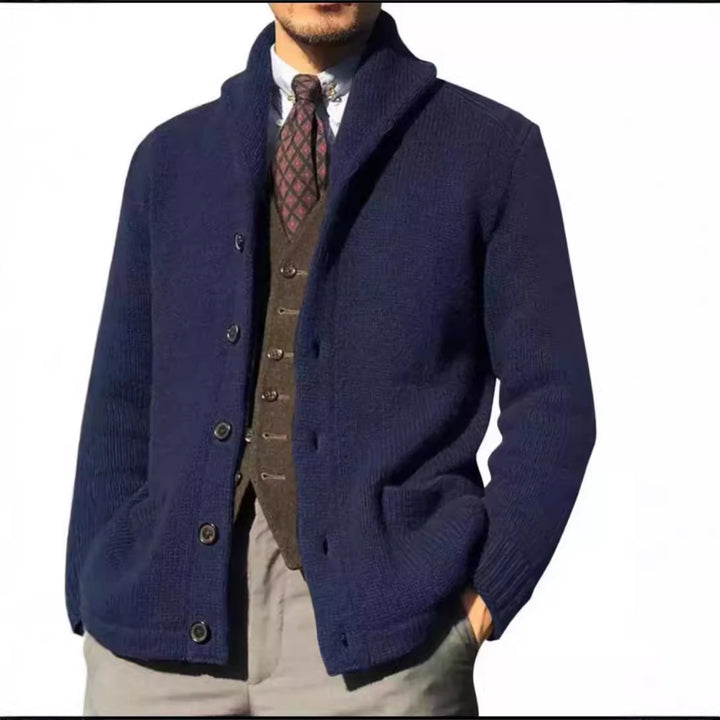 Herren Strickjacke im modernen Casual-Stil mit Schalkragen Echoarchiv