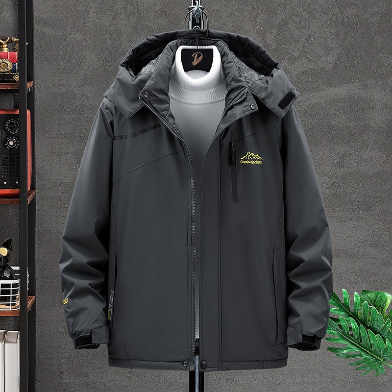 Herren Wasserabweisende Funktions-Übergangsjacke mit Kapuze, Brustreißverschluss & Thermofutter Echoarchiv