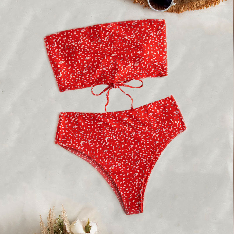 Damen Bandeau-Bikini-Set mit hohem Taillenslip und verstellbaren Trägern Echo Archiv