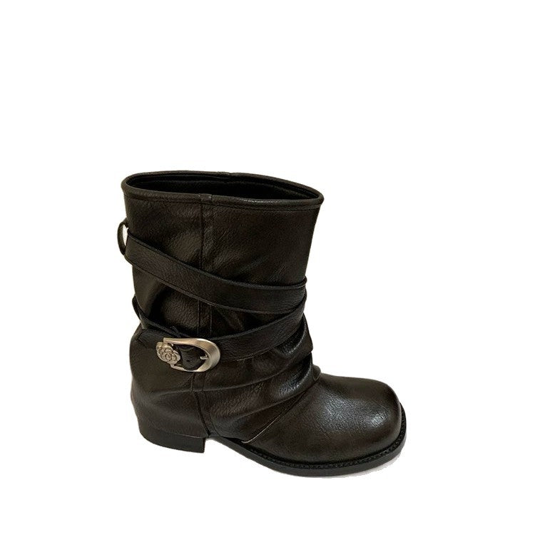 Damen Modische Stiefeletten mit breitem Riemen Echo Archiv