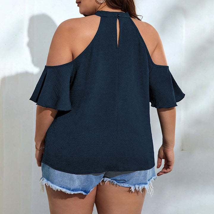 Damen Off-Shoulder Top mit Stehkragen und verspielten Rüschendetails Echo Archiv