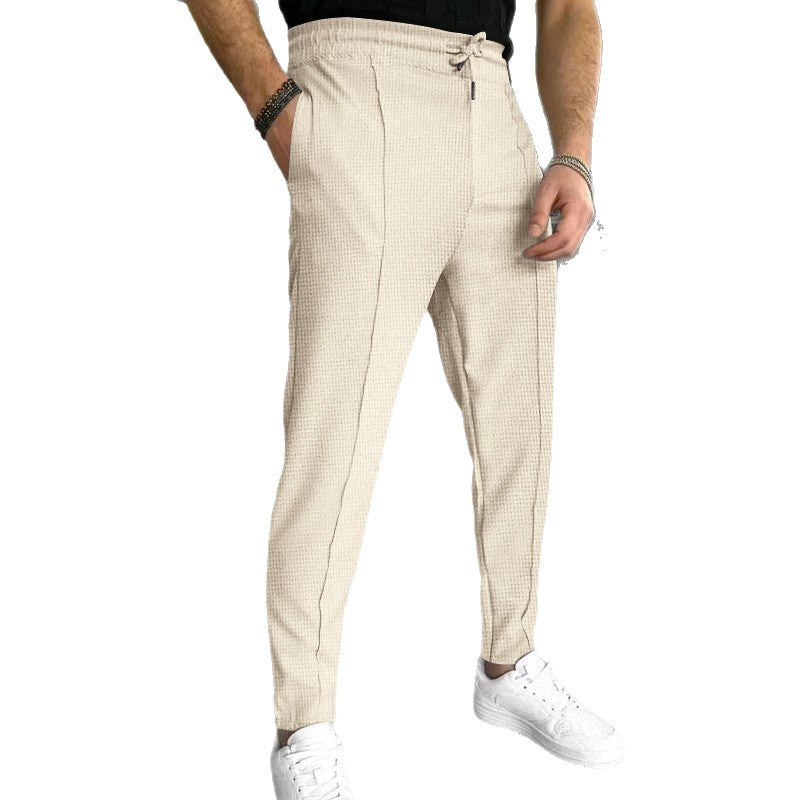 Herren stylische Hochbund-Hose mit elastischem Kordelzug und strukturiertem Design Echoarchiv