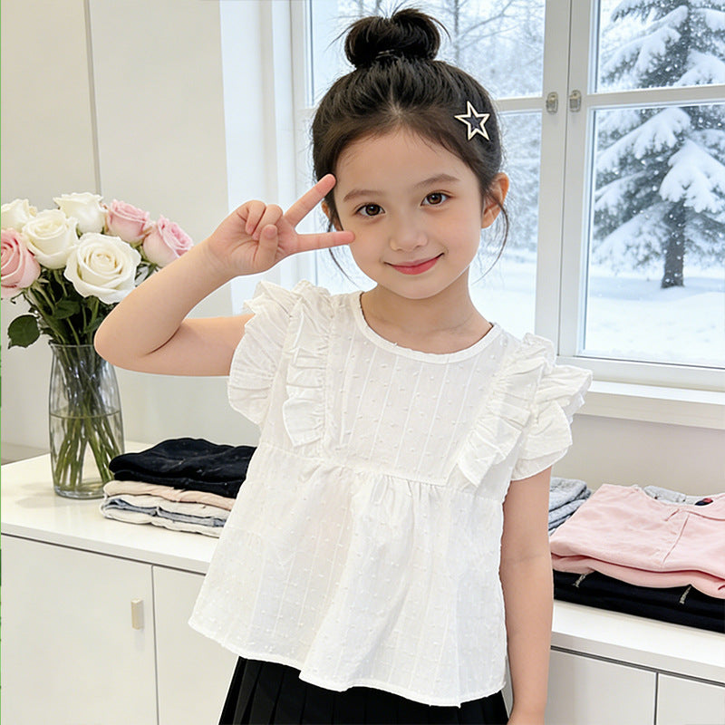 Mädchen modische Bluse mit Rüschen und Pünktchenmuster Echo Archiv