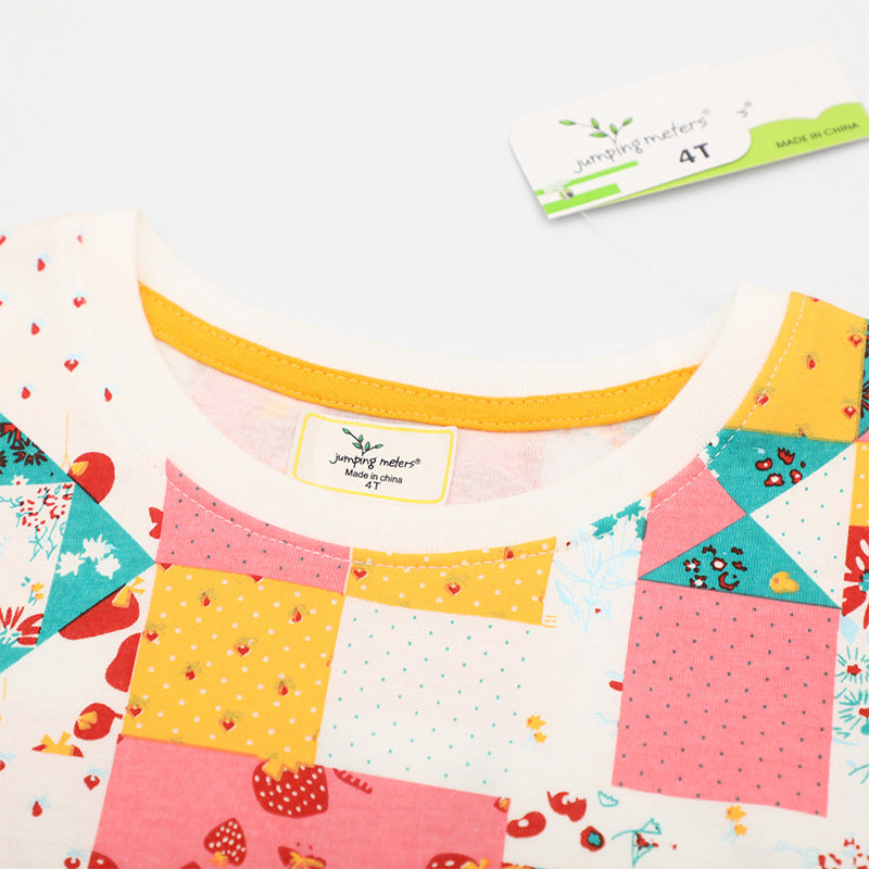 Mädchen Kurzarm Kleid mit fröhlichem Patchwork-Design Echo Archiv