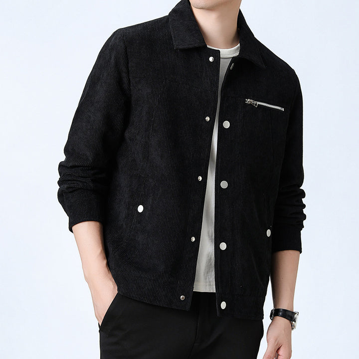 Herren Cord‑Overshirt aus Breitcord mit Druckknopf‑Front und Zipper‑Brusttasche Echo Archiv