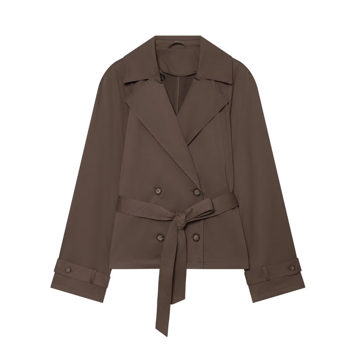 Damen Cropped Trenchjacke im Boxy‑Schnitt mit breitem Revers und Bindegürtel Echo Archiv