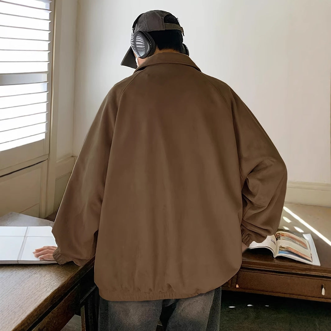 Herren lässige Overshirt-Jacke aus bequemem Softmaterial mit Druckknopfverschluss Echoarchiv