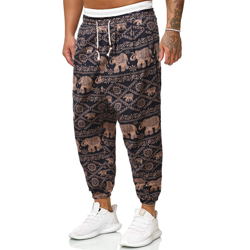 Herren Gemusterte Relaxed-Fit Jogginghose mit Tunnelzug, elastischem Bund und Gummibündchen Echo Archiv