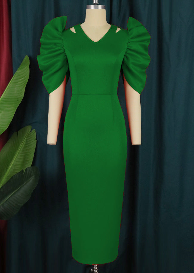 Damen Elegantes Midi-Kleid mit voluminösen Puffärmeln Echo Archiv