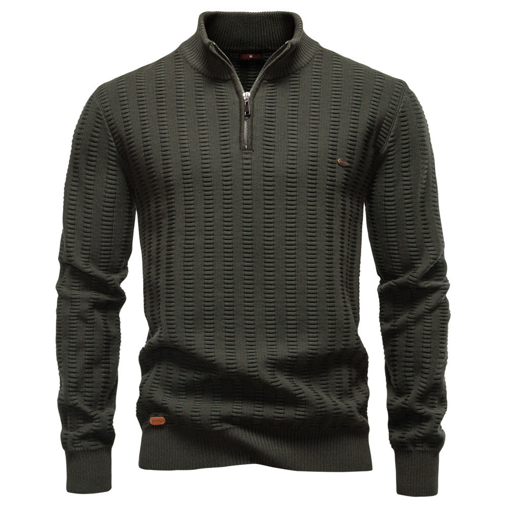 Herren Pullover mit strukturiertem Design und halbem Reißverschluss Echoarchiv