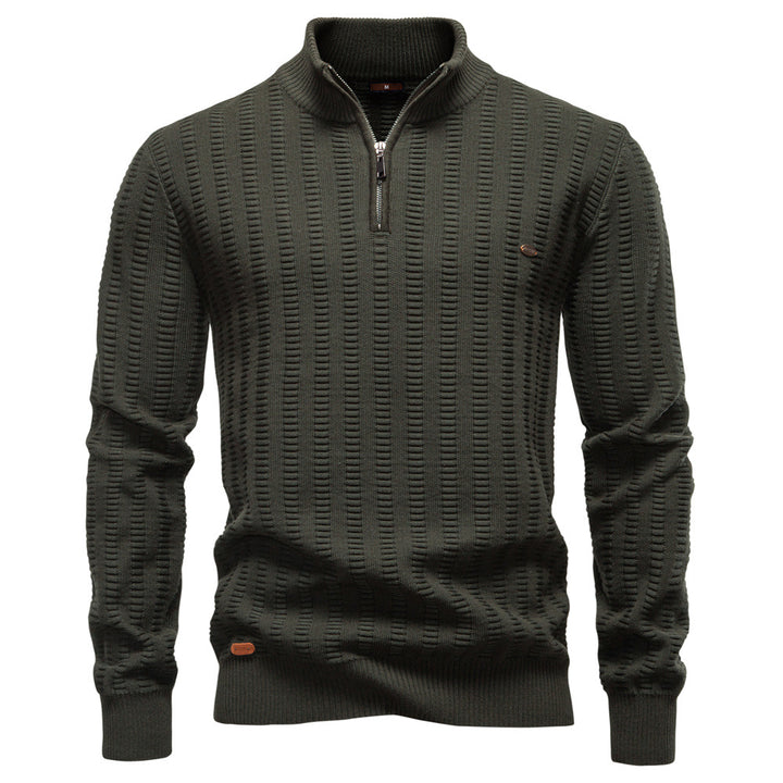 Herren Pullover mit strukturiertem Design und halbem Reißverschluss Echoarchiv