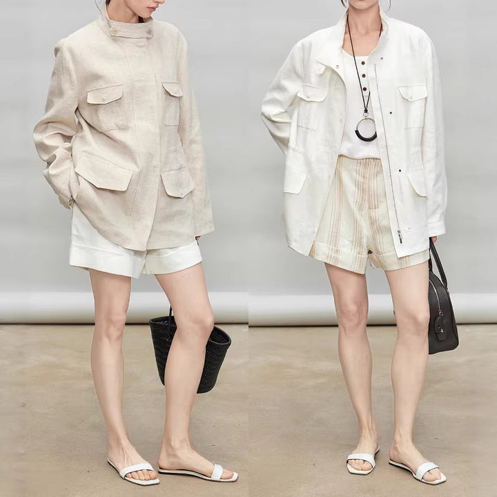 Damen Leichte und Luftige Leinenjacke Echoarchiv