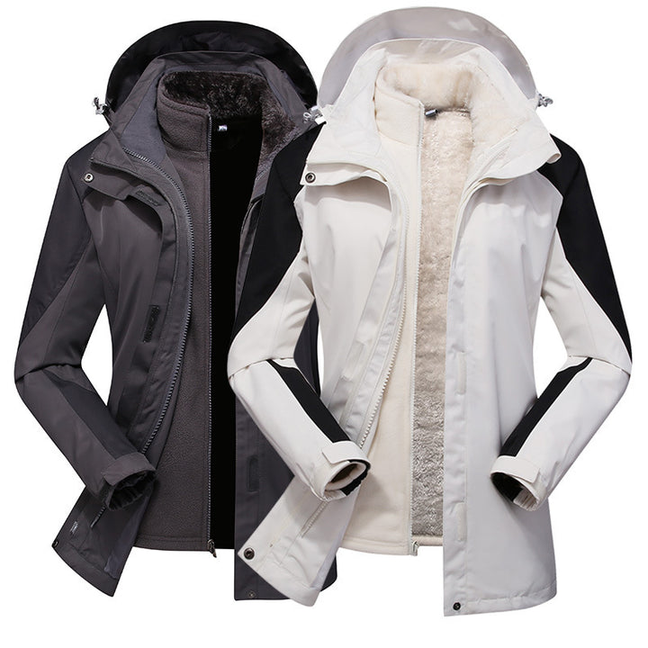 Damen Modulare Softshell-Regenjacke mit herausnehmbarer Fleece-Innenjacke und verstellbarer Kapuze – Célinea