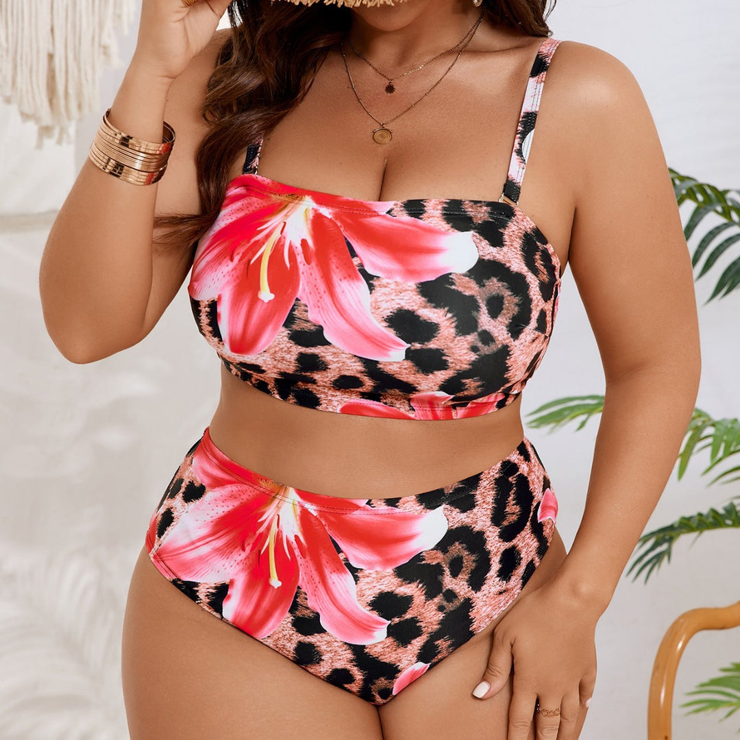 Damen Hochgeschnittenes Bikini-Set mit farbenfrohem Blumendesign Echo Archiv