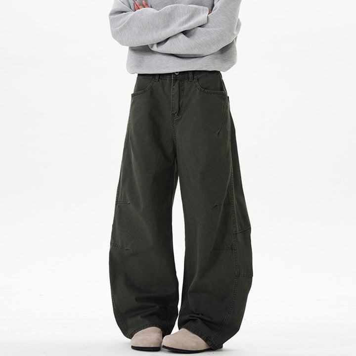 Damen Ultraweite Baumwoll-Canvas Palazzo-Hose mit elastischem Bund und Utility-Nähten Echo Archiv