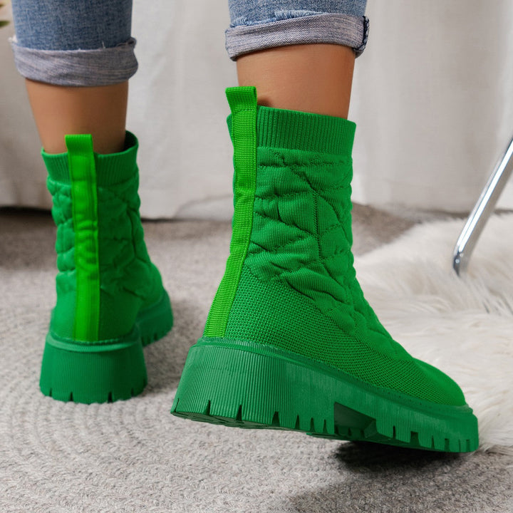 Damen Modische Stiefel mit strukturiertem Obermaterial und rutschfester Profilsohle Echoarchiv