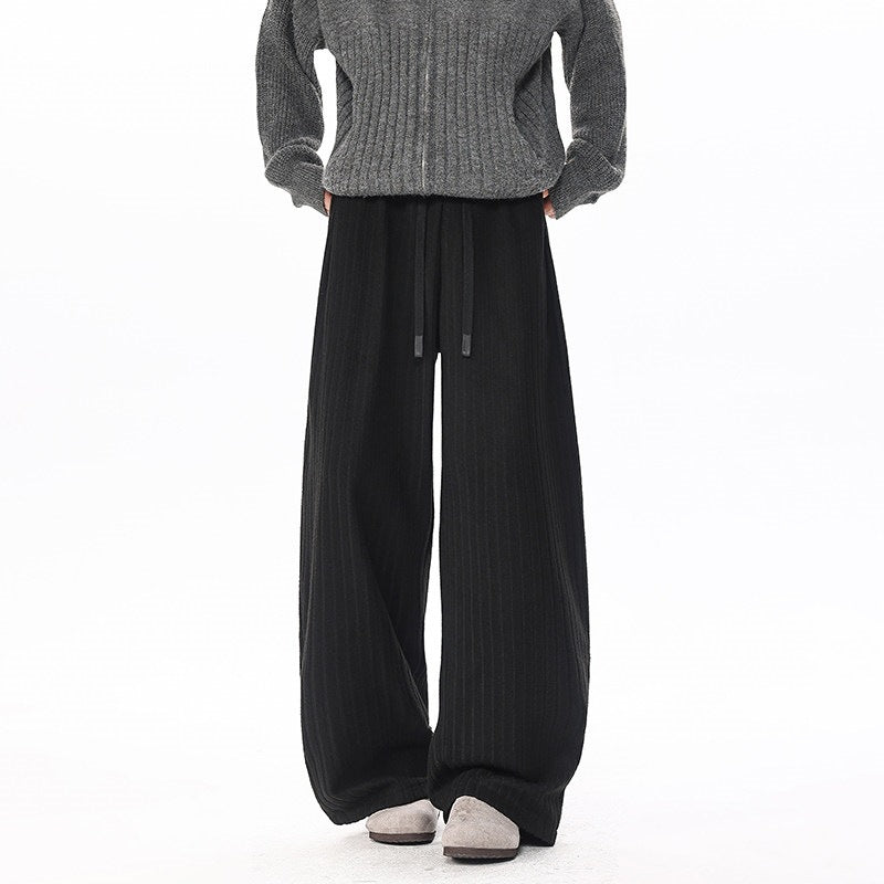 Damen Weit geschnittene gerippte Strickhose mit Tunnelzugbund und extra weitem Bein Echo Archiv