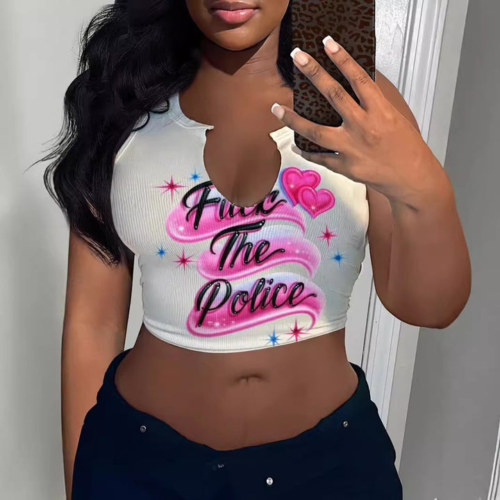 Damen Crop-Top mit auffälligem Schriftzug und lockerer Passform Echo Archiv