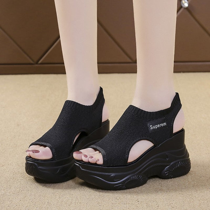Damen nan Plateau-Sandalen mit elastischem Strickschaft und sportlicher Profilsohle Echo Archiv