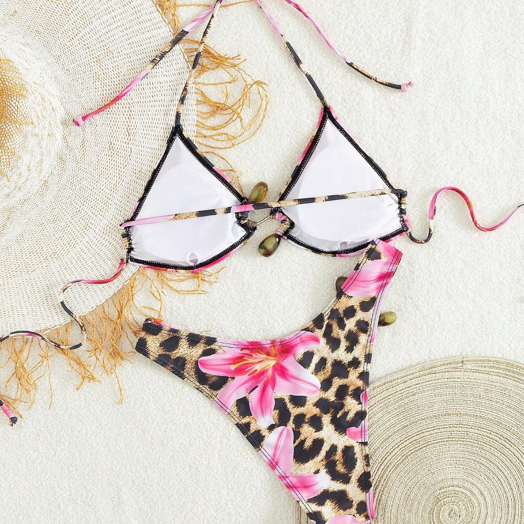 Damen Triangel-Bikini-Set mit floralem Leo-Muster Echo Archiv