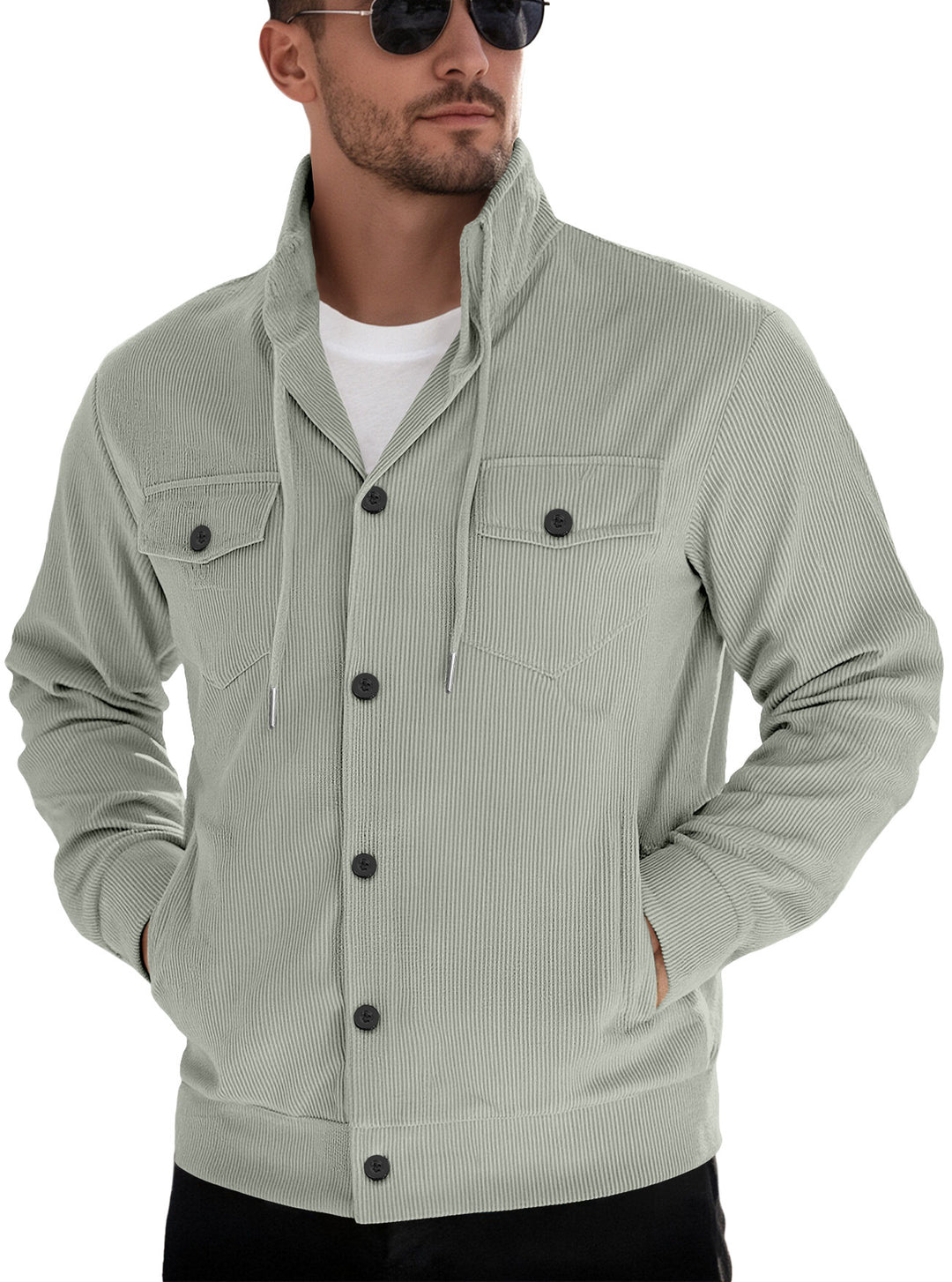 Herren lässiger Steppjacke mit Kapuze Echoarchiv