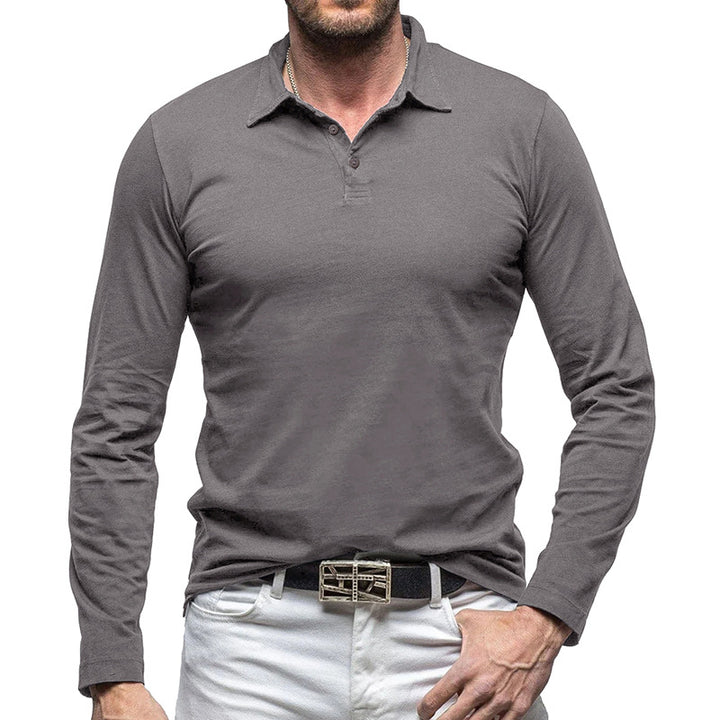 Herren Langarm-Polohemd mit modischem Kragen und hochwertiger Baumwolle Echoarchiv