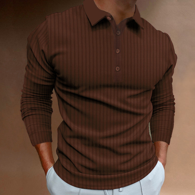 Herren Langarm Polo-Shirt mit strukturiertem Design Echoarchiv