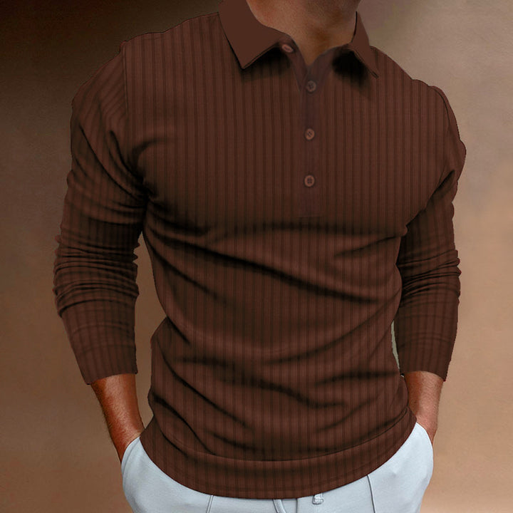 Herren Langarm Polo-Shirt mit strukturiertem Design Echoarchiv