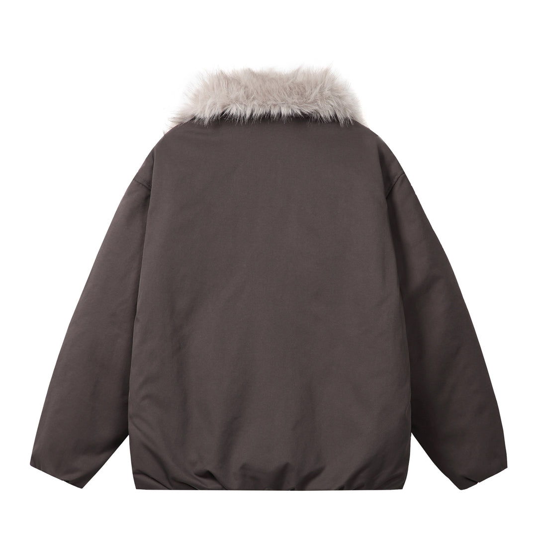 Damen Kurzblouson im Boxy‑Cut mit voluminösem Kunstfellkragen und Zwei-Wege‑Reißverschluss Echoarchiv