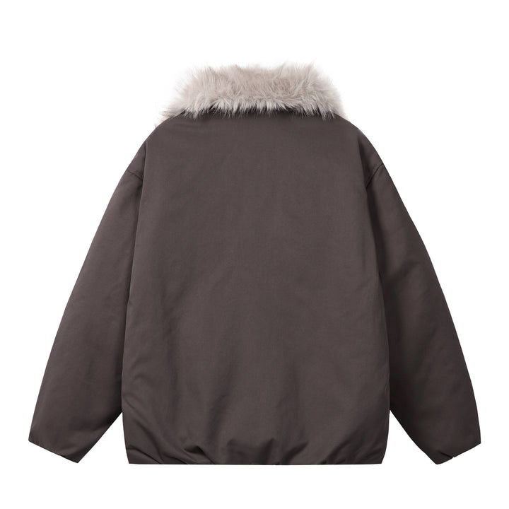 Damen Kurzblouson im Boxy‑Cut mit voluminösem Kunstfellkragen und Zwei-Wege‑Reißverschluss Echoarchiv