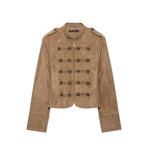 Damen Kavallerie-Bolero in Velourslederoptik mit dekorischer Knopfreihe Echo Archiv