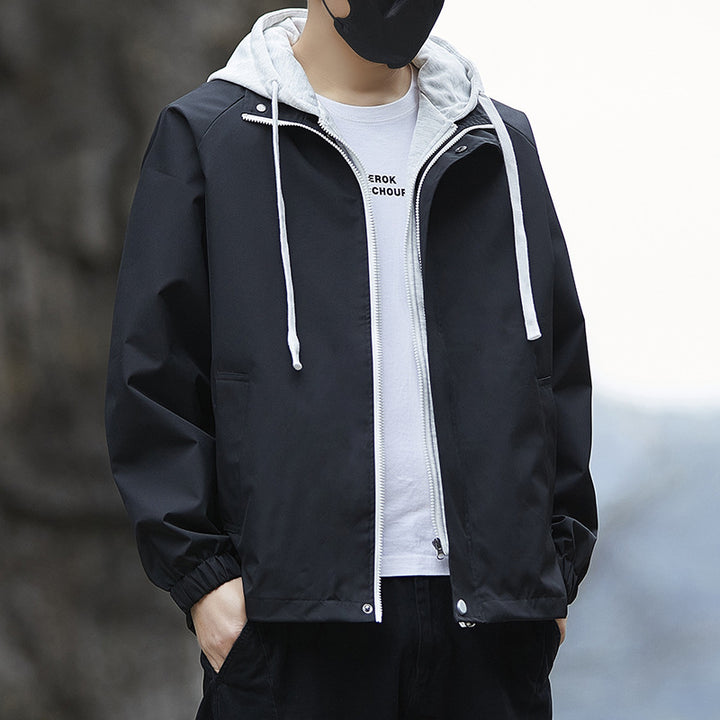 Herren Leichte Regenjacke mit verstellbarem Kapuzenkragen – Taviero