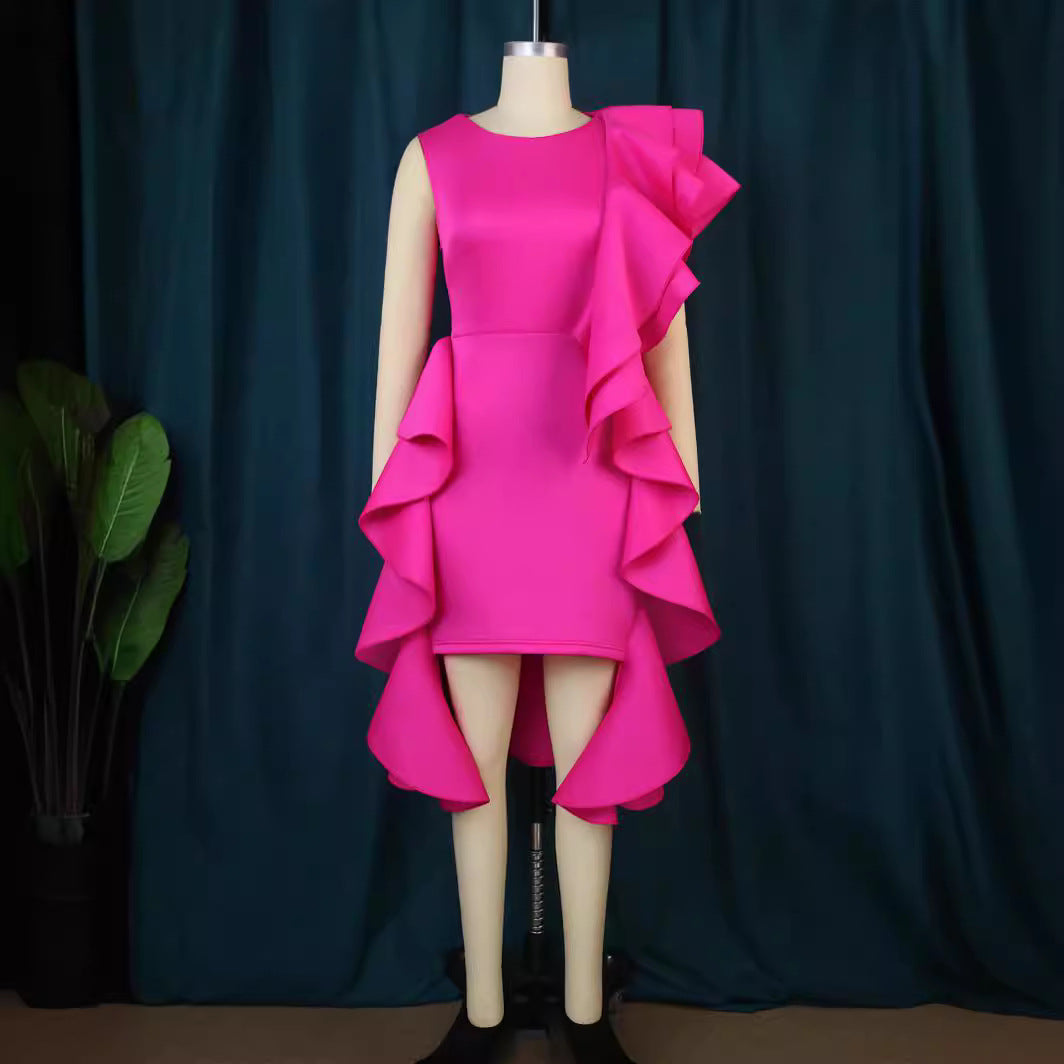 Damen Kleid mit asymmetrischem Rüschendesign Echo Archiv