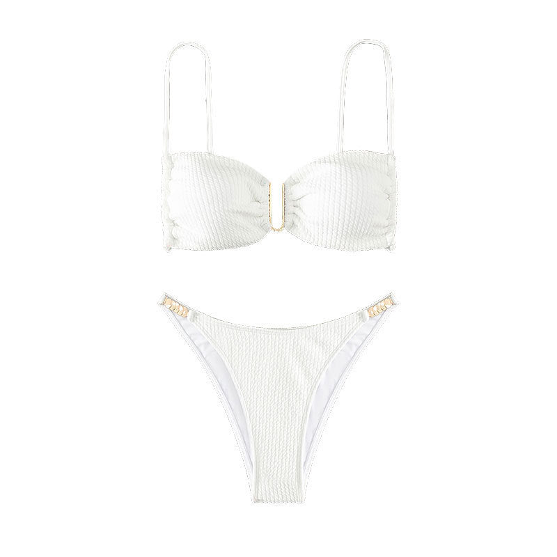 Damen Bandeau-Bikini mit elegantem Rüschendesign und verstellbaren Trägern Echo Archiv